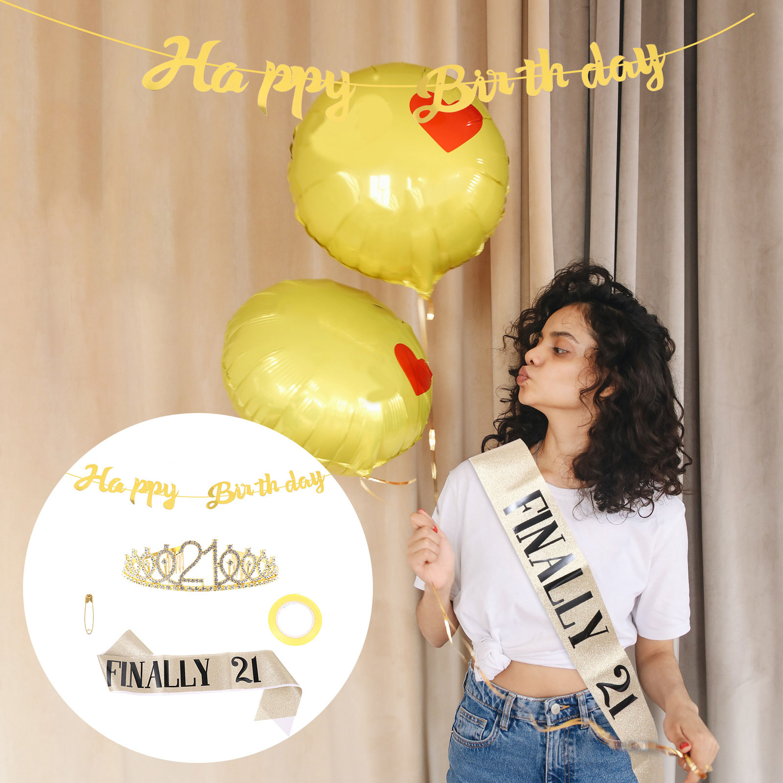 Birthday Sash Glitter - Set Completo di Accessori per Festa