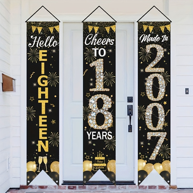 Party Banner Gold - Set di 3 striscioni 2D per