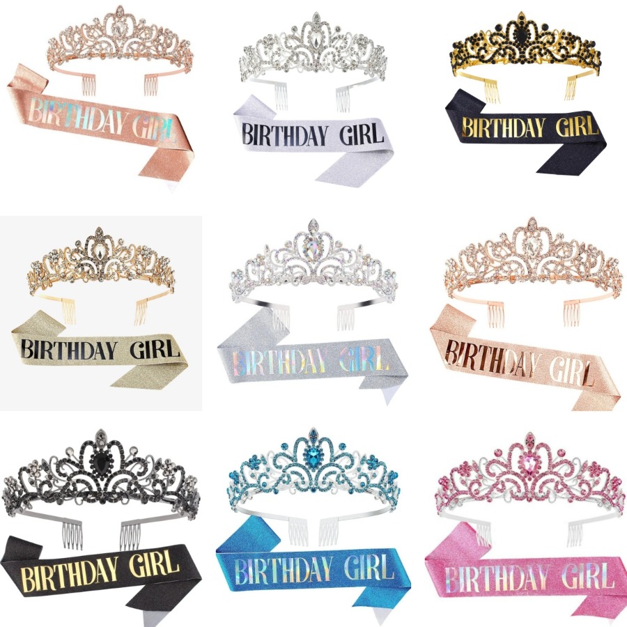 Birthday Sash Glitter - Set da 2 pezzi con corona