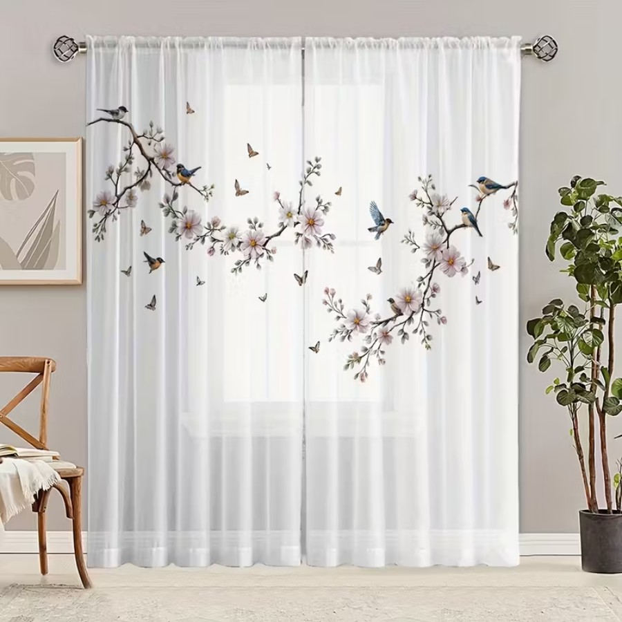 2 Pezzi Tende Trasparenti con  - Flower Wall Panel recensione e prezzo
