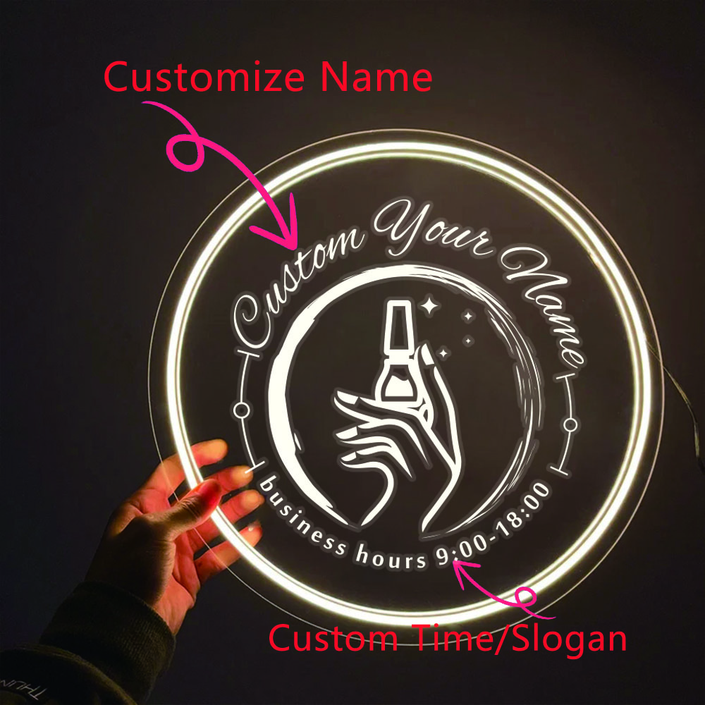 1PC forma rotonda nail art tem - Neon Sign Party recensione e prezzo